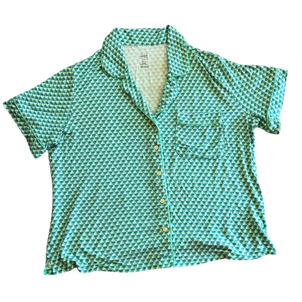 Auden | Green and White Patterned Pajama Top